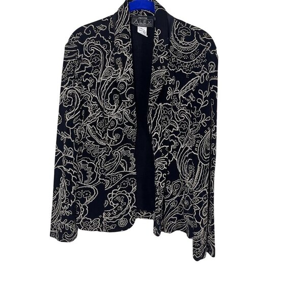 Retro Floral Embroidery Jacket PL Black Old Money Classic Preppy Boho Western - Picture 1 of 10